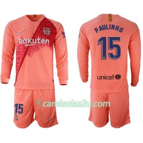 Camisolas de Futebol FC Barcelona Paulinho 15 Criança Equipamento 3ª 2018/19 Manga Comprida